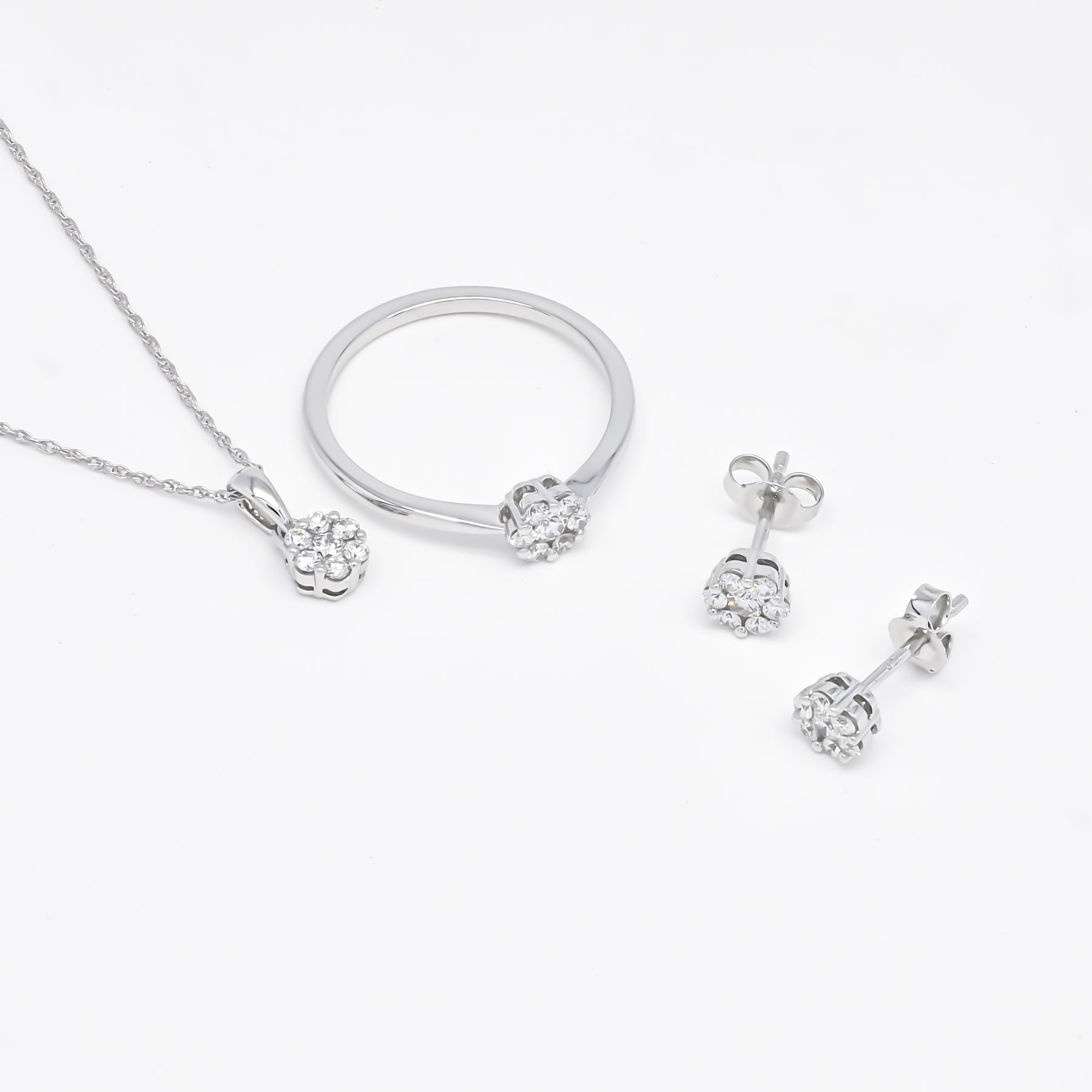 Diamond Heart Ring Necklace Earrings Set Sterling Silver (.25 cttw, I- |  Jewelryland.com